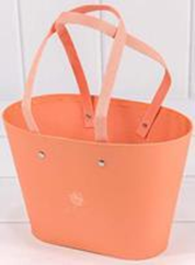 Коробка для цветов Ваза Овальная с соломенными ручками персиковый