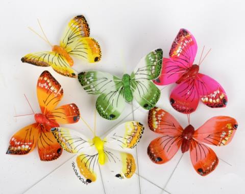Бабочка 6 цветов матал. клипса 8см ( 12шт)