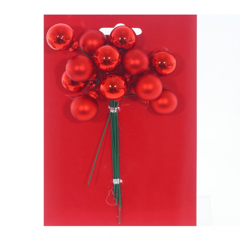Изделие декоративное "Ягоды", набор из 12 шт (20мм), L2 W2 H15 см красный