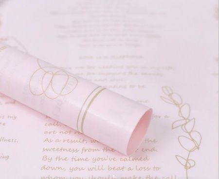 Упаковочный материал, ТИШЬЮ "Поэзия",50см*70см, 20 лостов/упак., розовый с золотым