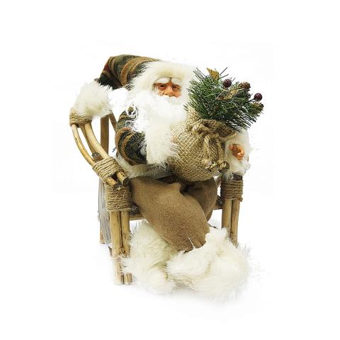 Игрушка декоративная Дед Мороз в плетеном кресле с музыкой