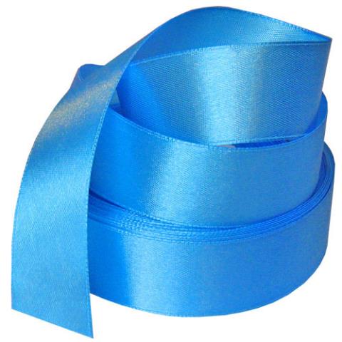 Лента атласная, в катушке (картон) гладкая, односторонняя, 50мм*25м голубой
