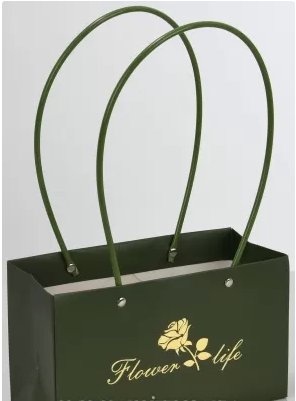 Пакет подарочный "Мастхэв. Flower life" прямоугольный, 22х10х13 см, 10 шт./упак., оливковый