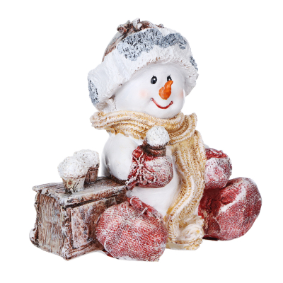 Фигурка Снеговичек сидит с мороженым Н-14см