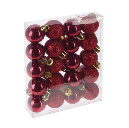Украшение новогоднее шар "Снежок вишневый" набор из 20шт красный D3 см,14*11*3см