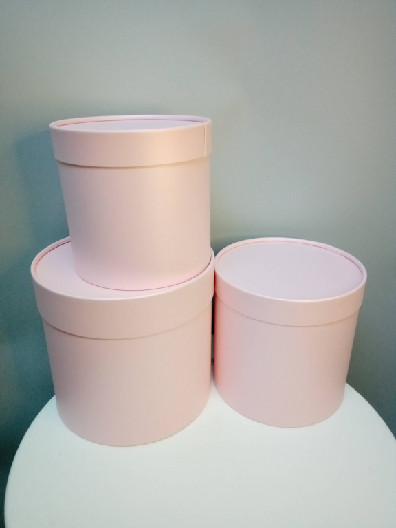 Шляпные коробки 3в1 с крышкой (21*21,18*18,16*16), розовый