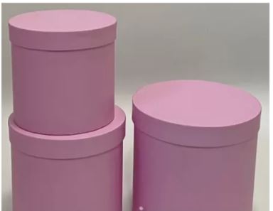 Набор коробок с крышкой,19,5х19 см, 17,5х17 см, 15,5х15 см, 3 шт., розово-лиловый