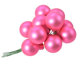ГРОЗДЬ стеклянных матовых шариков на проволоке, 12 шаров по 25 мм, цвет: сияющий розовый (Вика)