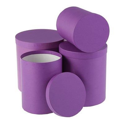 Набор круглых коробок №84  4в1, 23*23*25-20*20*15 перл. фиолетовый (Shyne Violet)