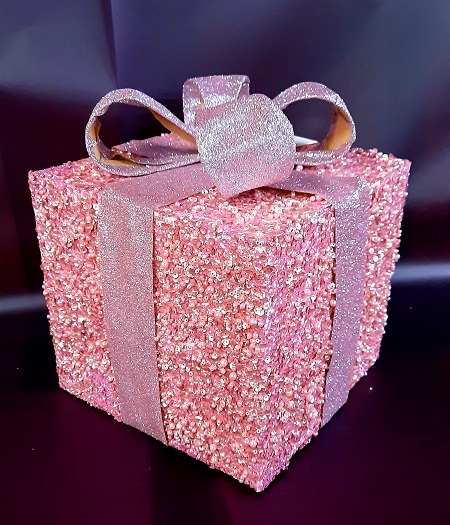 Декоративный подарок с бусинами 25см, 1шт, розовый