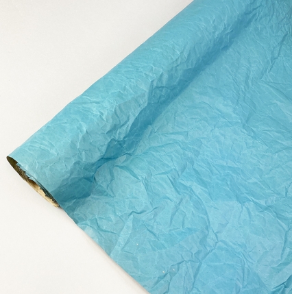 Флористическая крафт бумага жатая однотонная, 60 см x 5 м, голубой