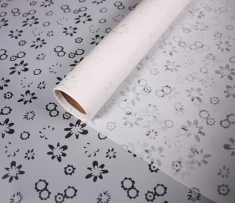 Упак. материал Ламинированный фетр (пленка) "Ромашки" 60см*5м белый