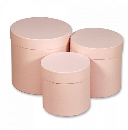 Набор круглых коробок №165  5в1,  23*23*25-15-15-15 перл. серо-розовый