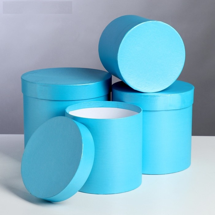 Набор круглых коробок №16 4в1, размер:20*20*20-15*15*15 Светло-голубой (Sirio Color Celeste)