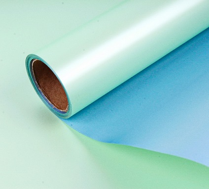 Упак. материал пленка двухцв. "Дуэт" 58см*5м св.зеленый/голубой металлик
