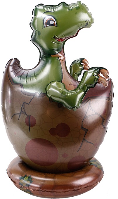Шар 3D (21''/53 см) Фигура на подставке, Динозаврик в яйце, Зеленый ТОЛЬКО ВОЗДУХ