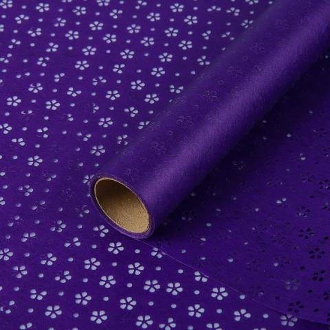 Упак. материал Ламинированный фетр "Цветочки" 60см*5м фиолетовый