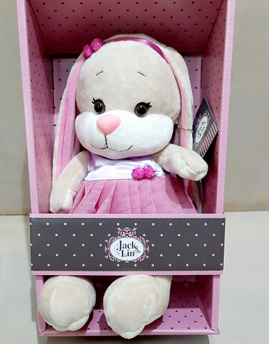 Игрушка мягкая Зайка Лин в розовой юбочке 25см в коробке