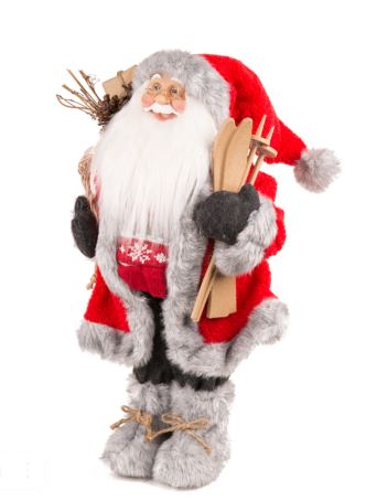 Дед Мороз MAXITOYS, в Красной Шубке с Лыжами и Подарками, 45 см