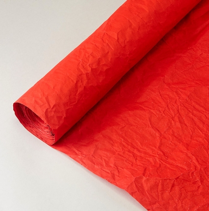 Флористическая крафт бумага жатая двухсторонняя, 70 см x 5 м, красный