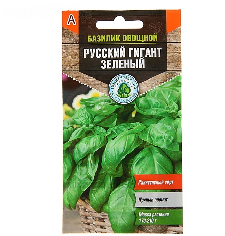 Семена Базилик овощной Русский гигант зеленый 0,3г