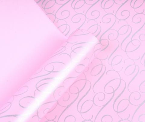 Упак. материал двухсторонняя глянц. бумага "Завиток" 50см*5м розовый