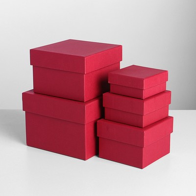 Набор квадратных коробок №5 5в1, размер:12*12*9-6*6*3см Вишня (Sirio Color Cherry)