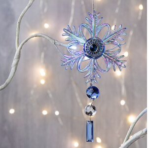 Снежинка ЭКЗОТИКА, акрил, голубая радужная, 12.7 см, разные модели (Вика)