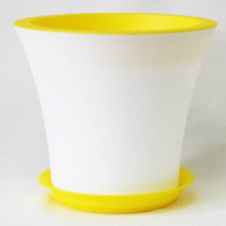 Кантри Бело-Желтый  пластиковый горшок с/п d 20.h17.5
