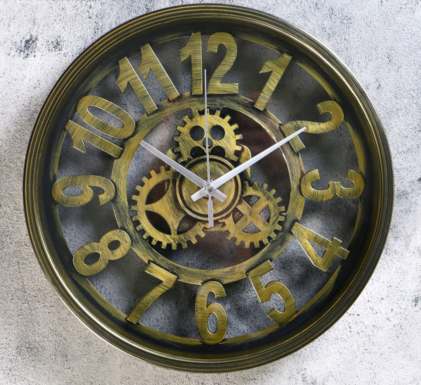 Часы настенные, серия: Интерьер, "Шестеренки", дискретный ход, d=25 см 3620788