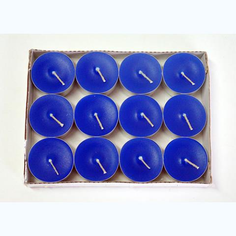 Чайные свечи  малые D-37мм, 12шт в упак. цвет синий