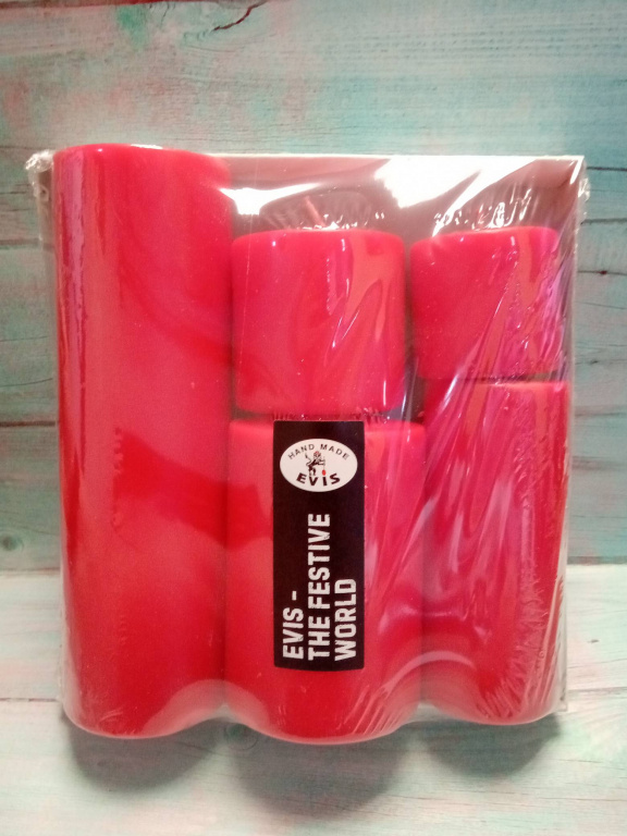 Комплект 5 цилиндр. свечей (H120 D50,H50 D50,H60 D60,H190 D60,H100 D70),красный