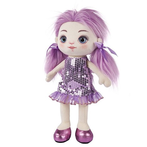 Игрушка мягкая Кукла,Maxitoys Dolls Кукла Василиса в фиолетовом платье 35см в коробке