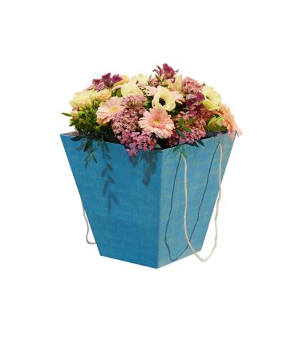Коробка для цветов 125*180*225 голубая 10шт,/уп