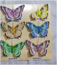 Бабочки перьевые 8см  (12шт в упаковке)  