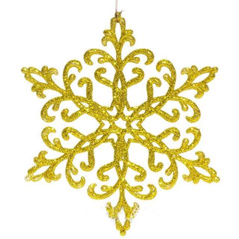 Снежинка Кристалл металлизированная золотая 12см Морозко