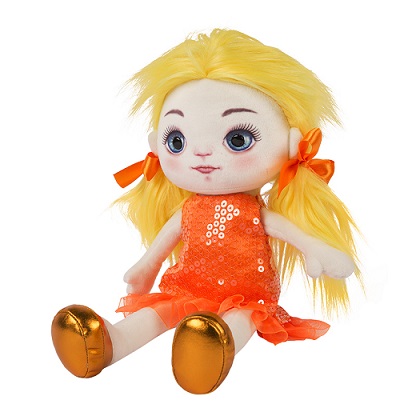 Игрушка мягкая Кукла,Maxitoys Dolls Кукла Милена в оранжевом платье 35см в коробке