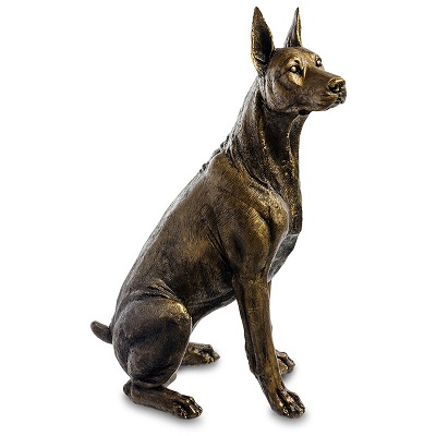 Фигура Собака доберман маленький сидит Н-35см БРОНЗА 