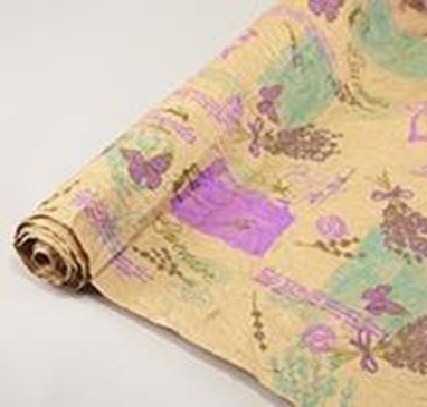 Крафт бумага жатая "Lavender", 70см*5м, бурый/сирень-бирюза-фисташка