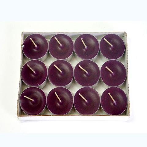 Чайные свечи  малые D-37мм, 12шт в упак. цвет фиолетовый