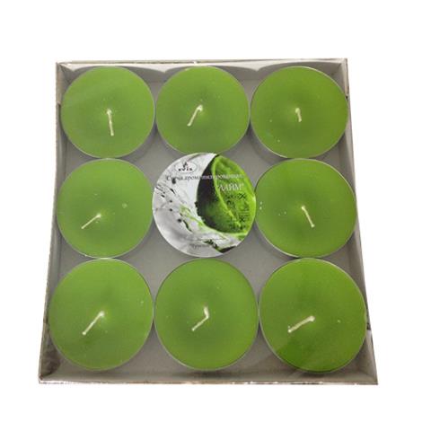 Чайные свечи парафиновые  зеленые малые D-60мм.