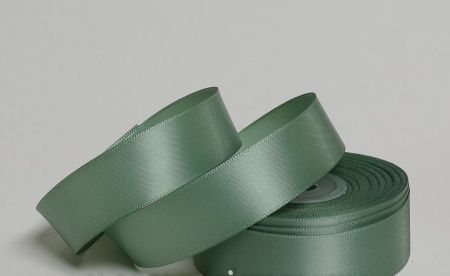 Лента атласная "Элит",  на катушке (картон), односторонняя, 25 мм х 25 ярд, зеленый шалфей