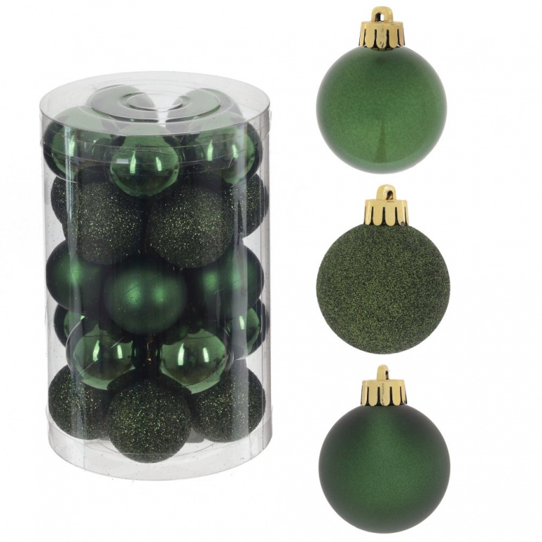 Украшение новогоднее "Шар", набор из 25-ти шт, D 3 см, L8 W8 H13 см. зеленый