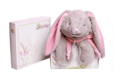 Игрушка мягкая Кролик 45см серый/розовый Lapkin