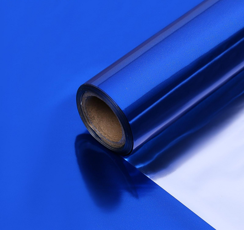 Полисилк двухсторонний синий + серебро , 1 х 20 м