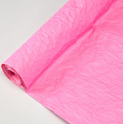 Флористическая крафт бумага жатая двухсторонняя, 70 см x 5 м,  ярко розовый