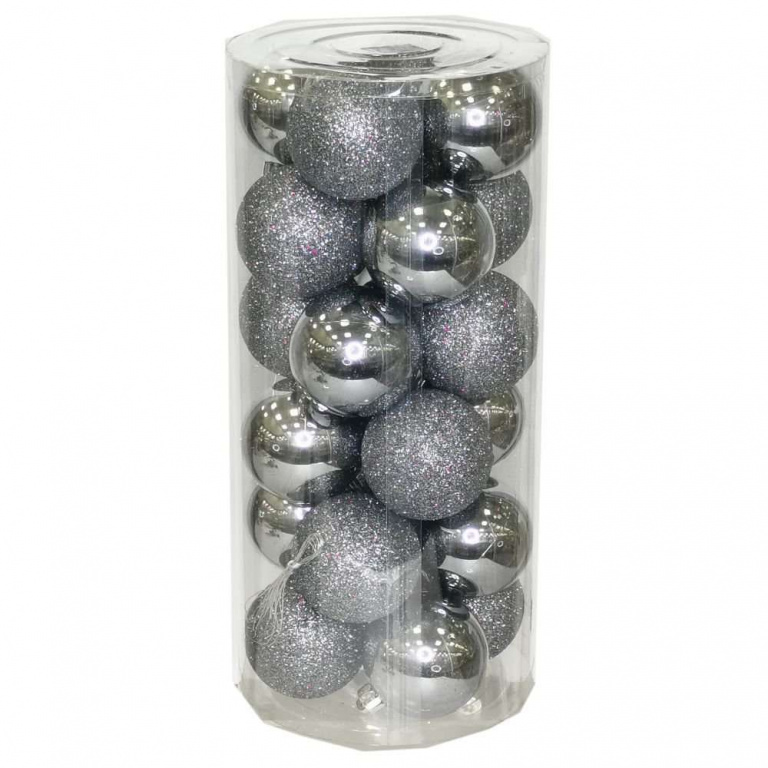 Украшение новогоднее "Шар", набор из 24 шт, D6 см серебро