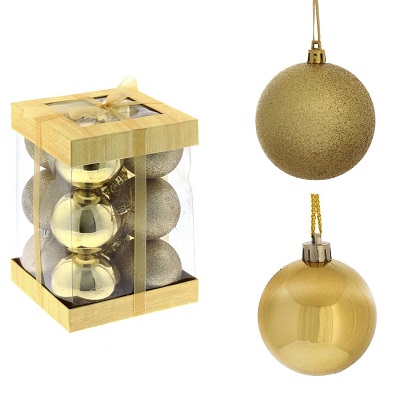 Украшение новогоднее шар "Золотое сияние" набор из 12шт D7 см 
