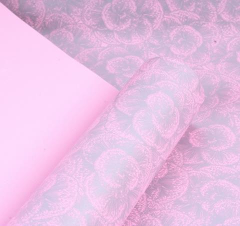 Упак. материал двухсторонняя глянц. бумага "Гвоздики" 50см*5м розовый