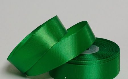 Лента атласная "Элит",  на катушке (картон), односторонняя, 25 мм х 25 ярд, классический зеленый 